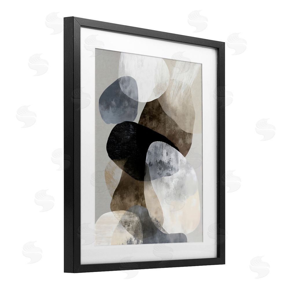 Ink Drop Loft Thoughts In Muted Layers Black Framed Print Under Glass with White Mat Wall Art