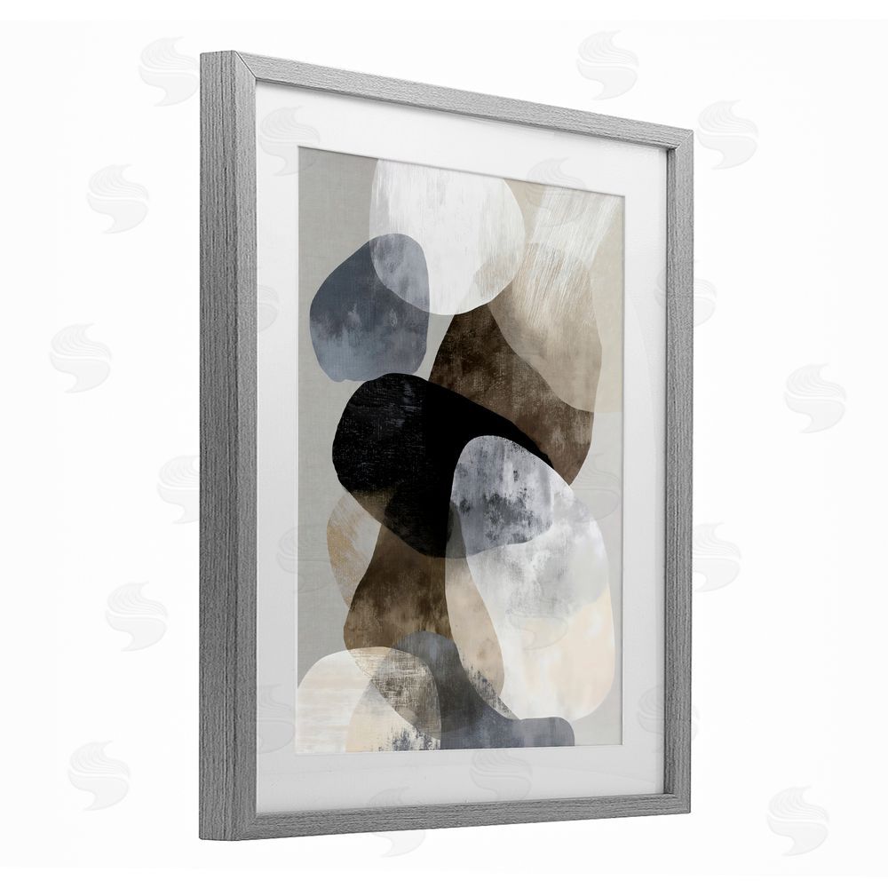Ink Drop Loft Thoughts In Muted Layers Gray Framed Print Under Glass with White Mat Wall Art