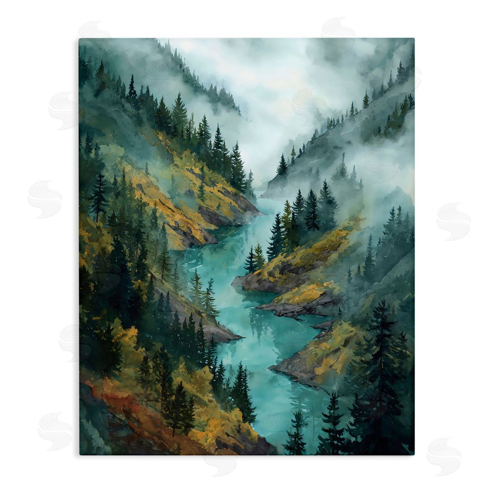 Franklyn Gregory Turquoise Mountain River Bends Stretched Canvas Wall Art Print