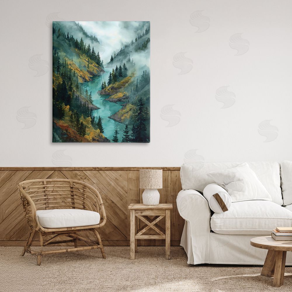 Franklyn Gregory Turquoise Mountain River Bends Stretched Canvas on Wall