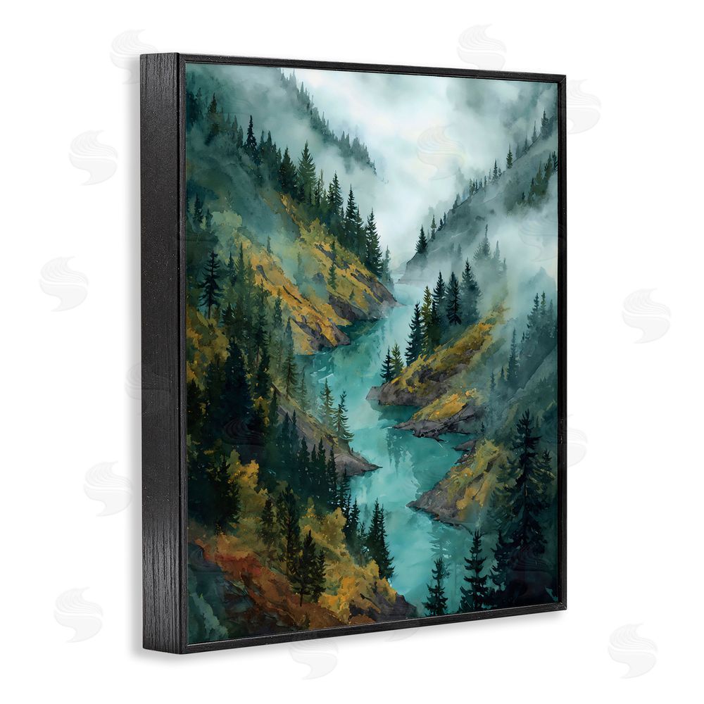 Franklyn Gregory Turquoise Mountain River Bends Black Framed Giclee Wall Art Print