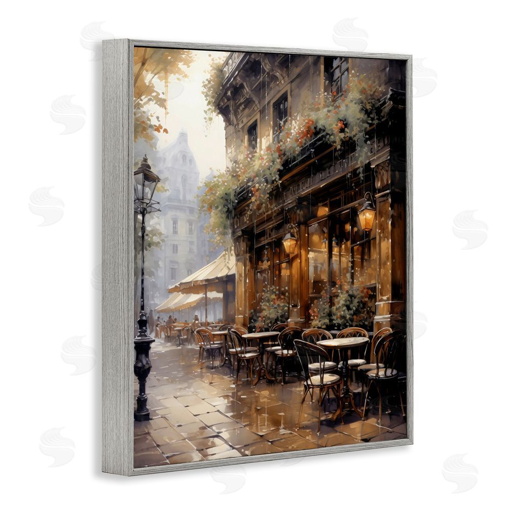 Creative Studio Paris Street Cafe in Rain Gray Framed Giclee Wall Art