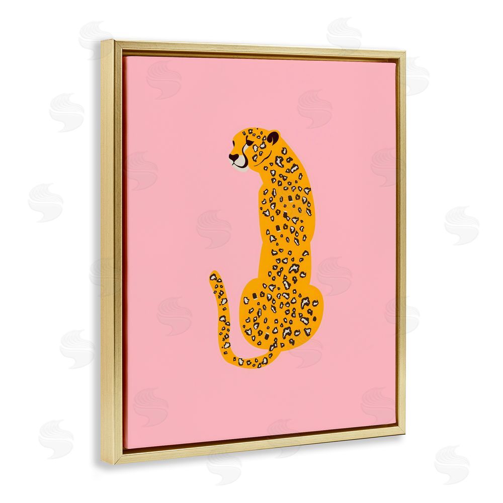 Creative Studio Yellow Jaguar on Pink Gold Floating Framed Canvas Wall Art Print