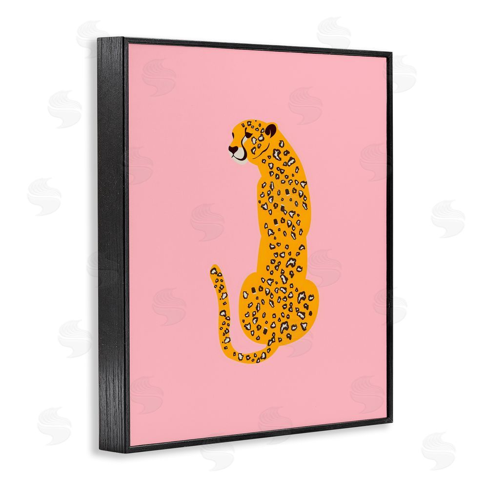 Creative Studio Yellow Jaguar on Pink Black Framed Giclee Wall Art Print