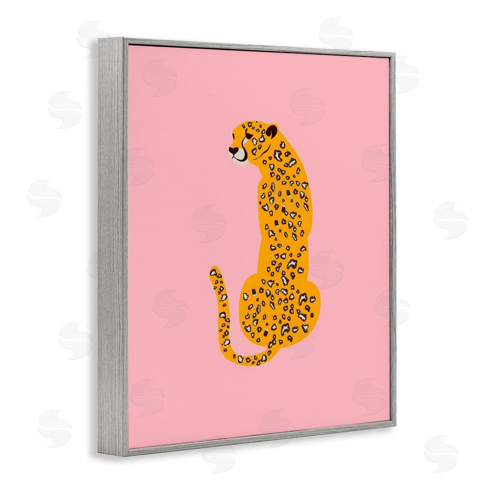 Creative Studio Yellow Jaguar on Pink Gray Framed Giclee Wall Art Print