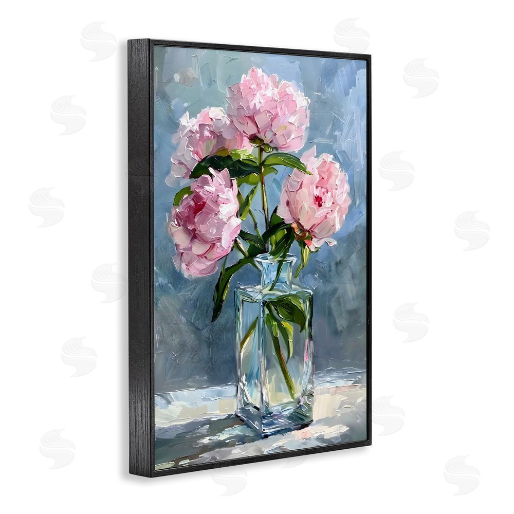 Creative Studio Beautiful Pink Pastel Peonies Black Framed Giclee Wall Art Print