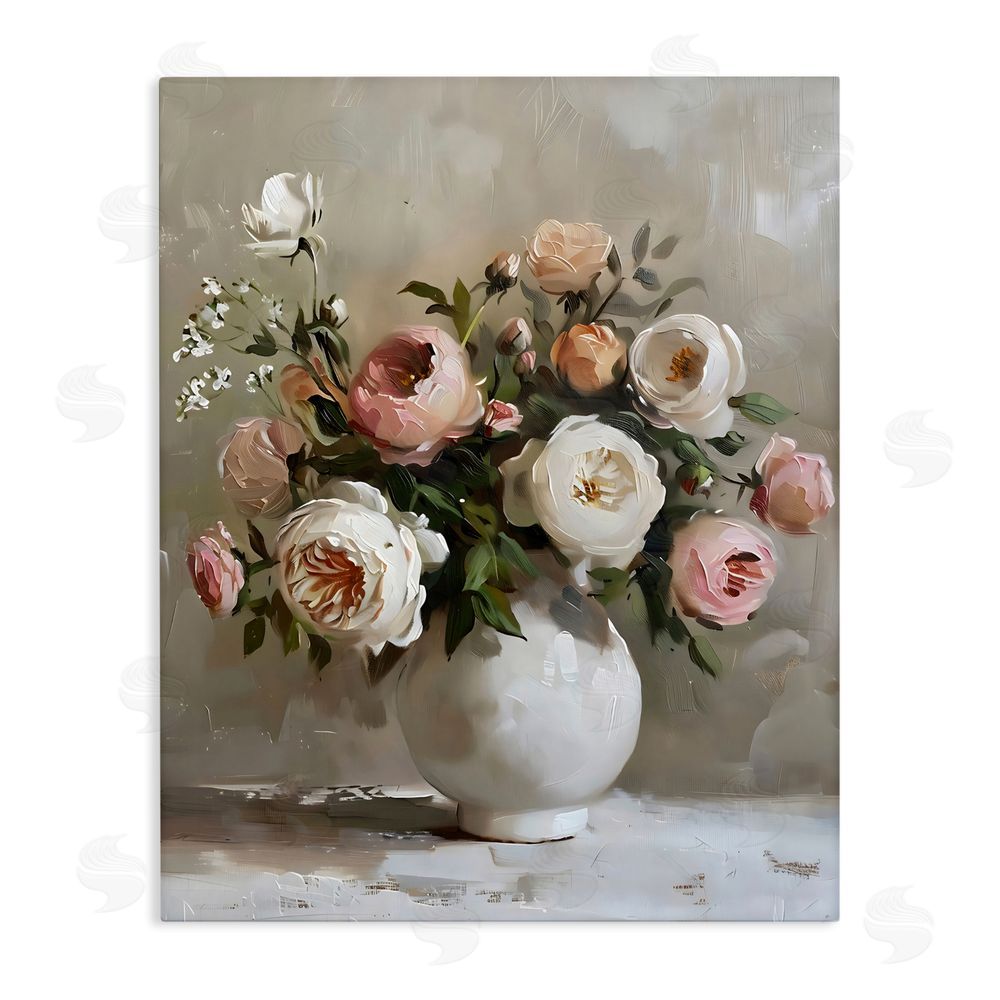 Creative Studio Peony Blooms Bouquet Vase Stretched Canvas Wall Art