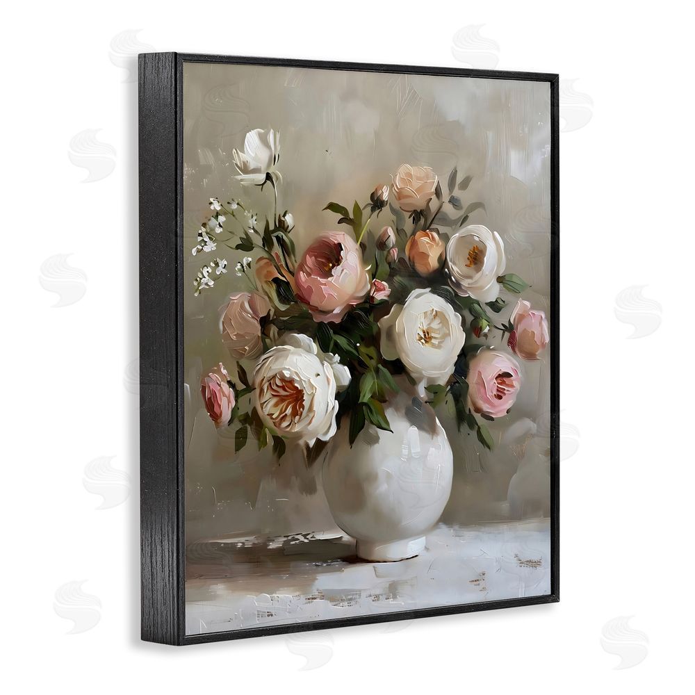 Creative Studio Peony Blooms Bouquet Vase Black Framed Giclee Wall Art