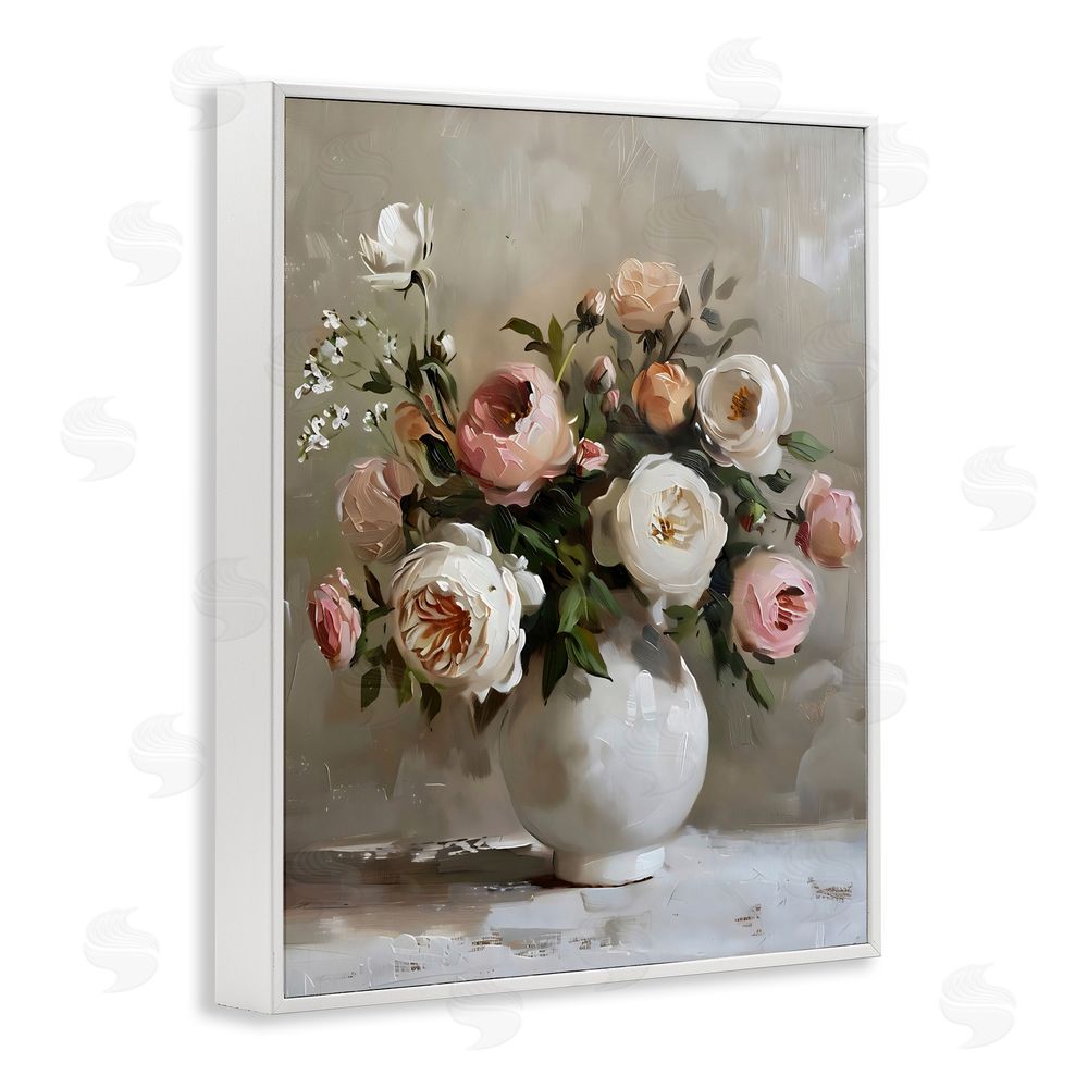 Creative Studio Peony Blooms Bouquet Vase White Framed Giclee Wall Art