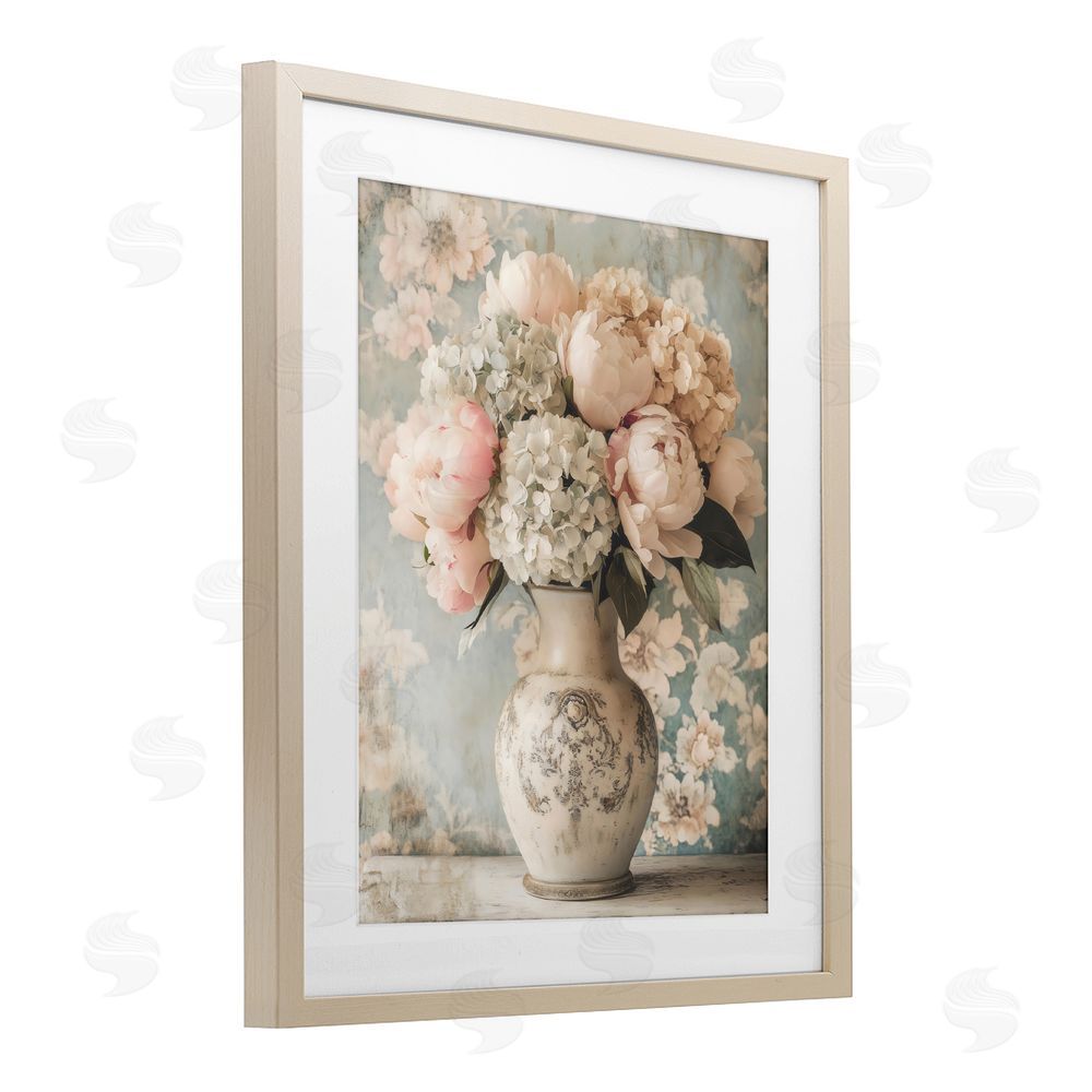 Creative Studio Delightful Arrangement of Flowers Brown Framed Print Under Glass Wall Art