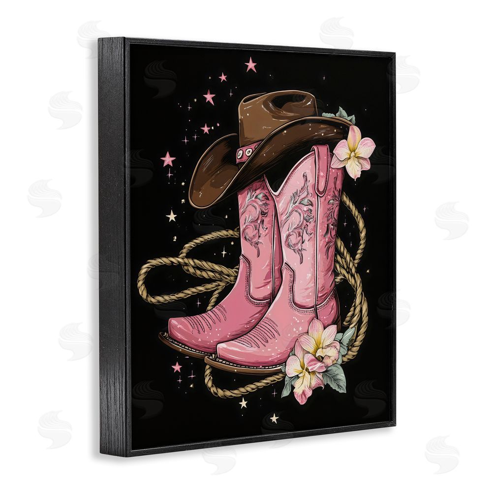Creative Studio Western Chic Pink Boots Black Framed Giclee Wall Art Print