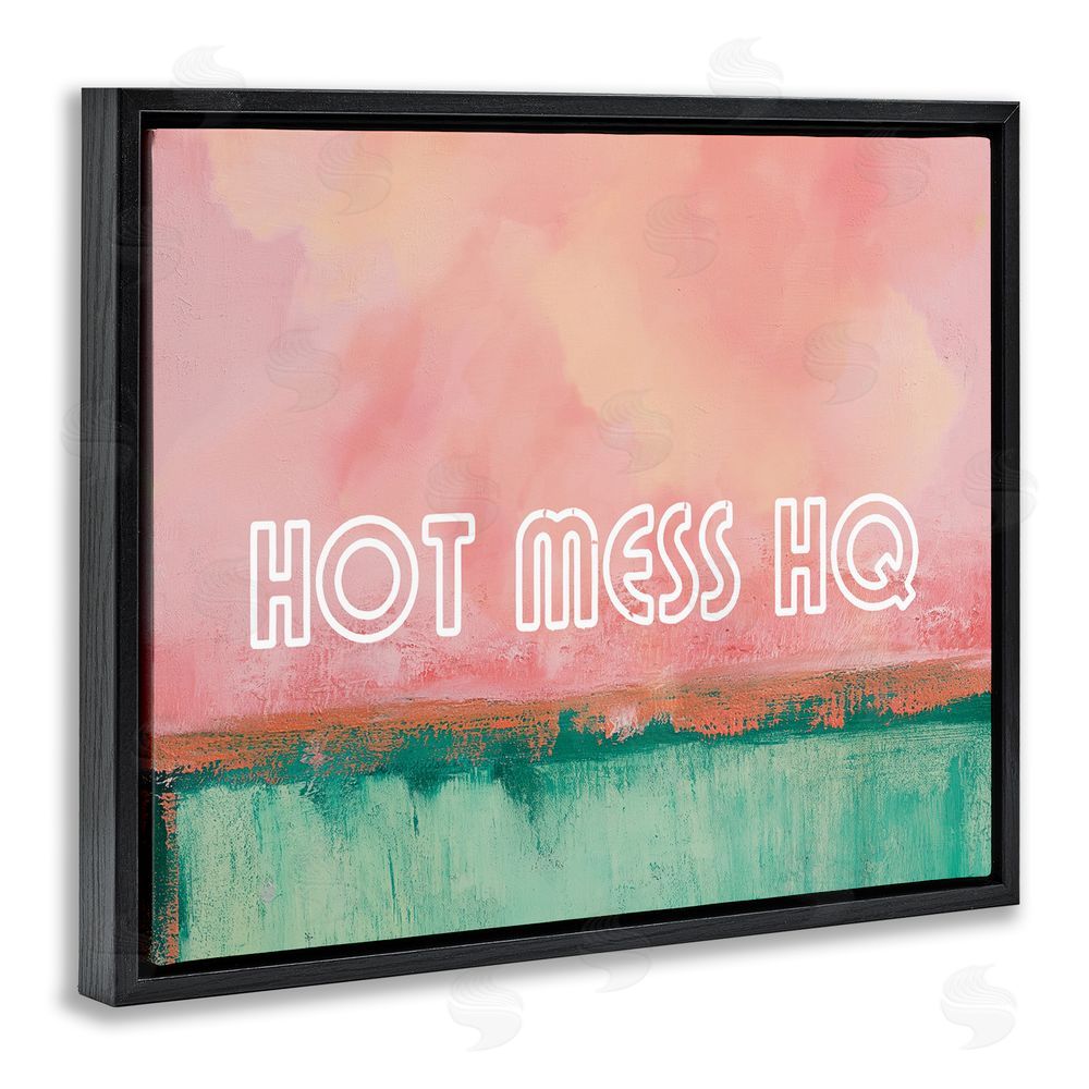 Gina Kelly Hot Mess Headquarters Black Floating Framed Canvas Wall Art