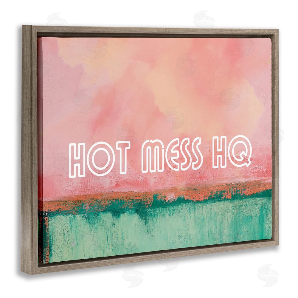 Gina Kelly Hot Mess Headquarters Brown Floating Framed Canvas Wall Art
