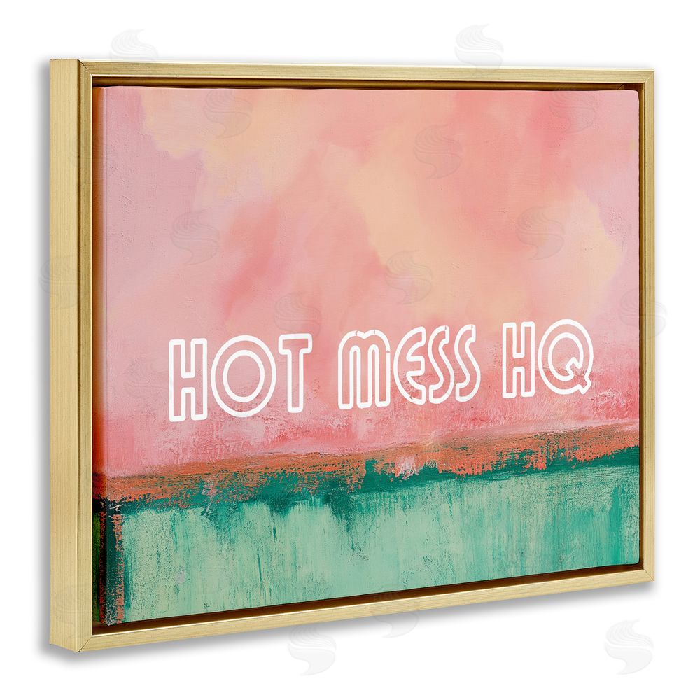 Gina Kelly Hot Mess Headquarters Gold Floating Framed Canvas Wall Art
