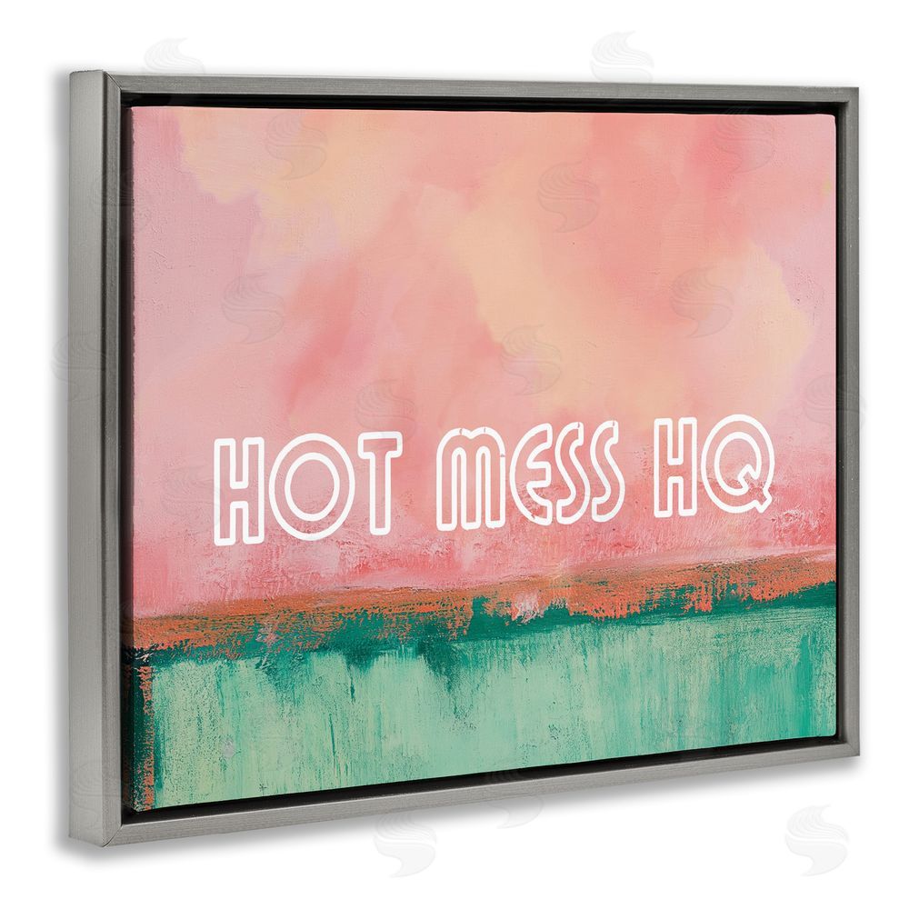 Gina Kelly Hot Mess Headquarters Gray Floating Framed Canvas Wall Art