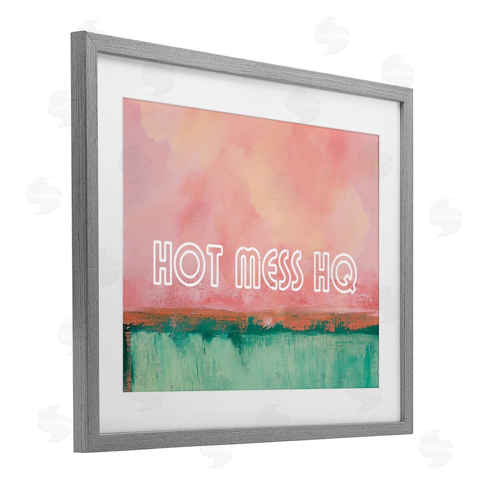Gina Kelly Hot Mess Headquarters Gray Framed Print Under Glass Wall Art