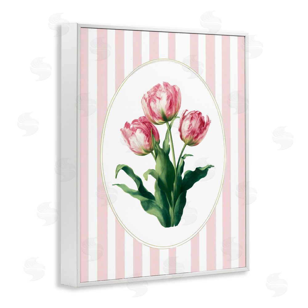 Ink Drop Loft Spring Tulips on Stripes White Framed Giclee Wall Art Print