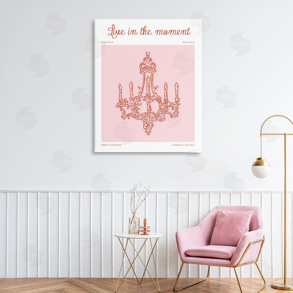 The Prints Vibe Live In The Moment Chandelier Stretched Canvas Wall Art in Room