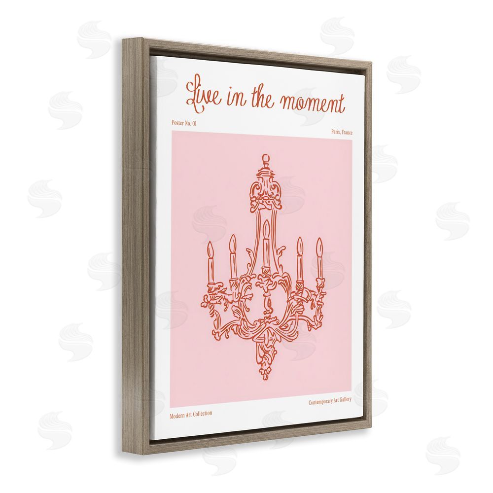 The Prints Vibe Live In The Moment Chandelier Brown Floating Framed Canvas Wall Art