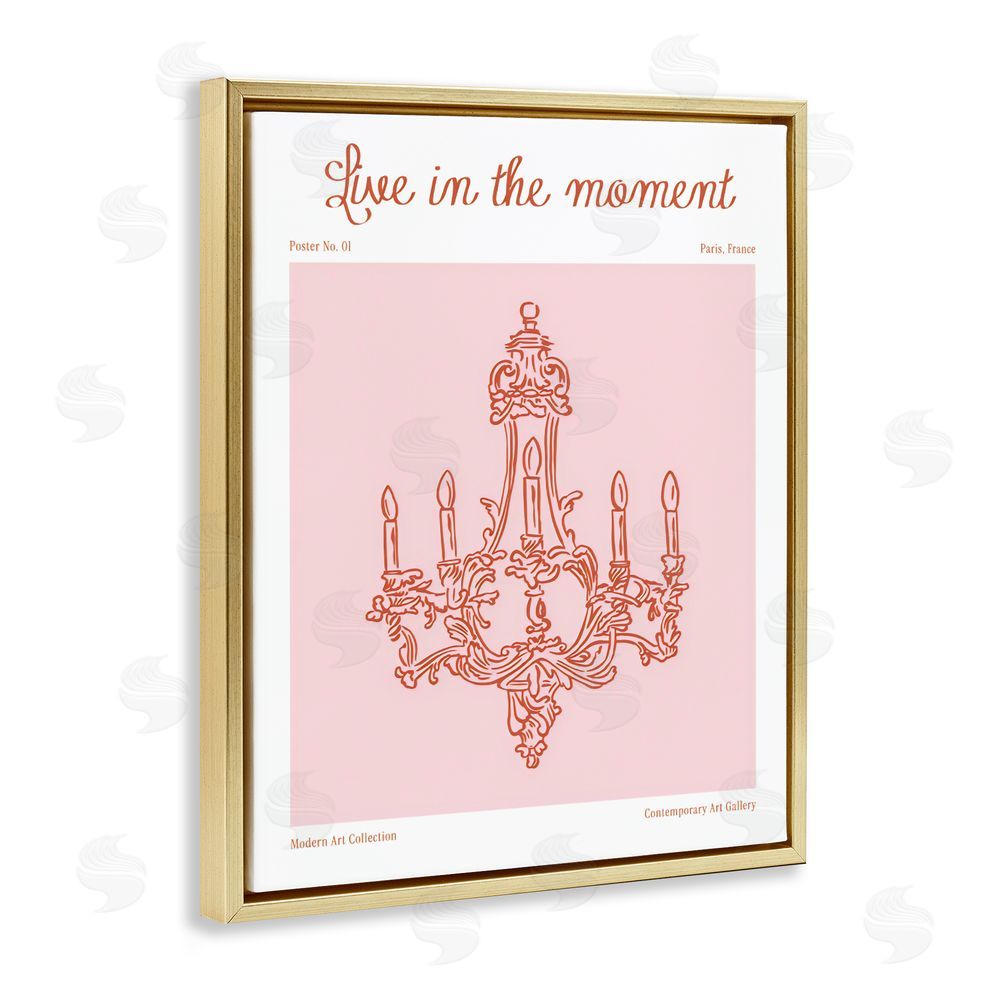 The Prints Vibe Live In The Moment Chandelier Gold Floating Framed Canvas Wall Art