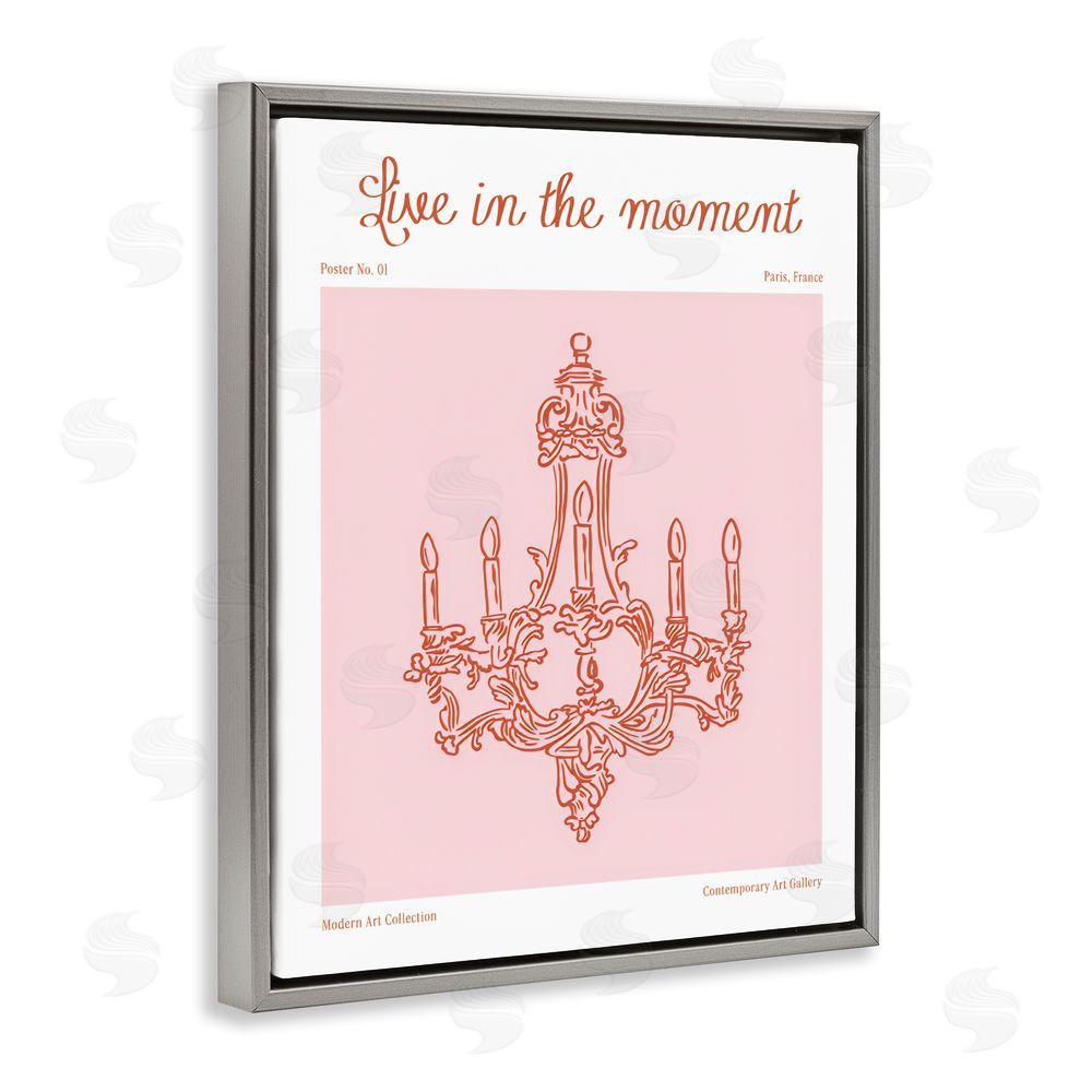 The Prints Vibe Live In The Moment Chandelier Gray Floating Framed Canvas Wall Art