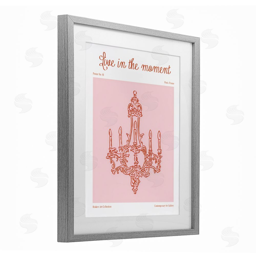 The Prints Vibe Live In The Moment Chandelier Gray Framed Print Under Glass Wall Art