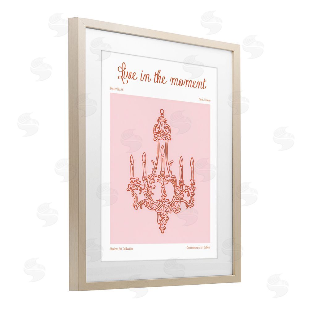 The Prints Vibe Live In The Moment Chandelier Brown Framed Print Under Glass Wall Art