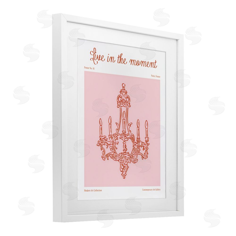 The Prints Vibe Live In The Moment Chandelier White Framed Print Under Glass Wall Art