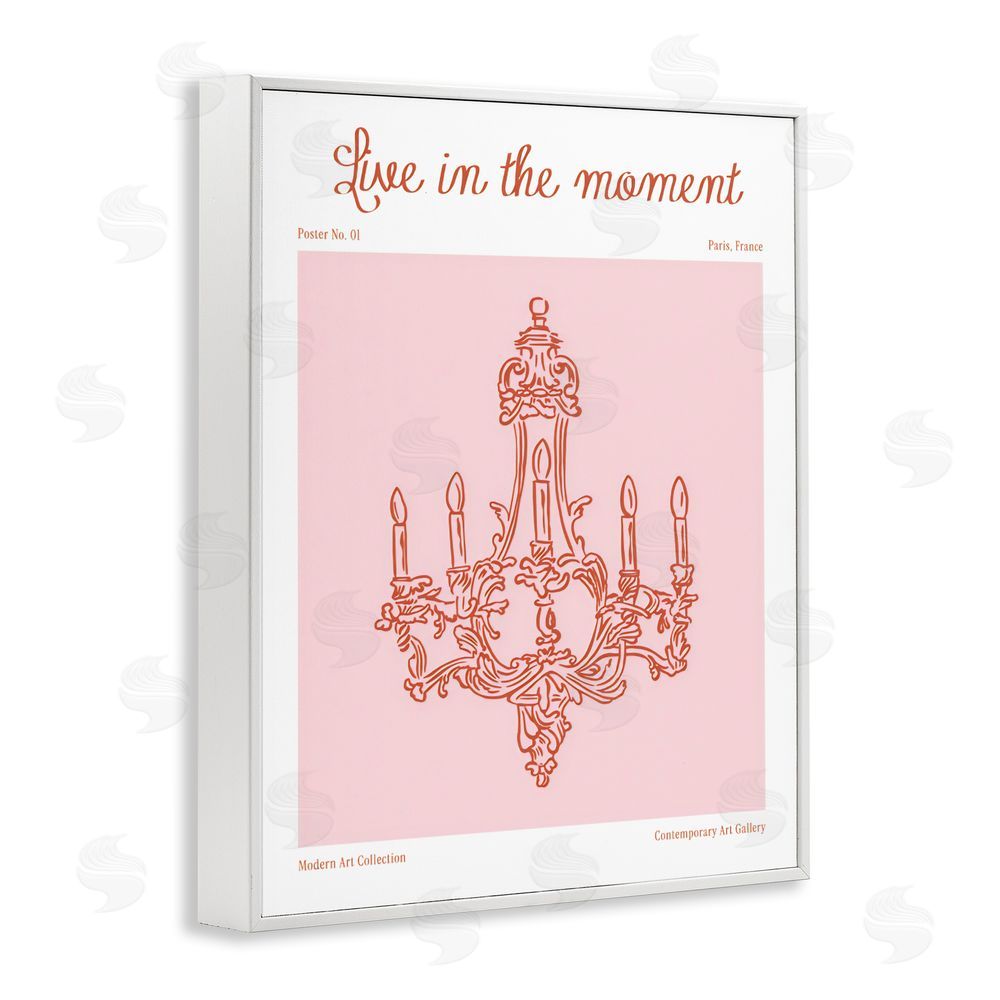 The Prints Vibe Live In The Moment Chandelier White Framed Giclee Wall Art