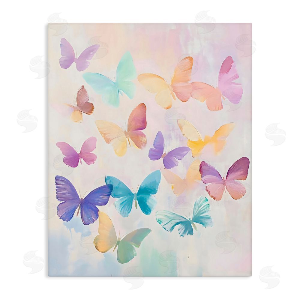 The Prints Vibe Pastel Butterfly Dreams Stretched Canvas Wall Art