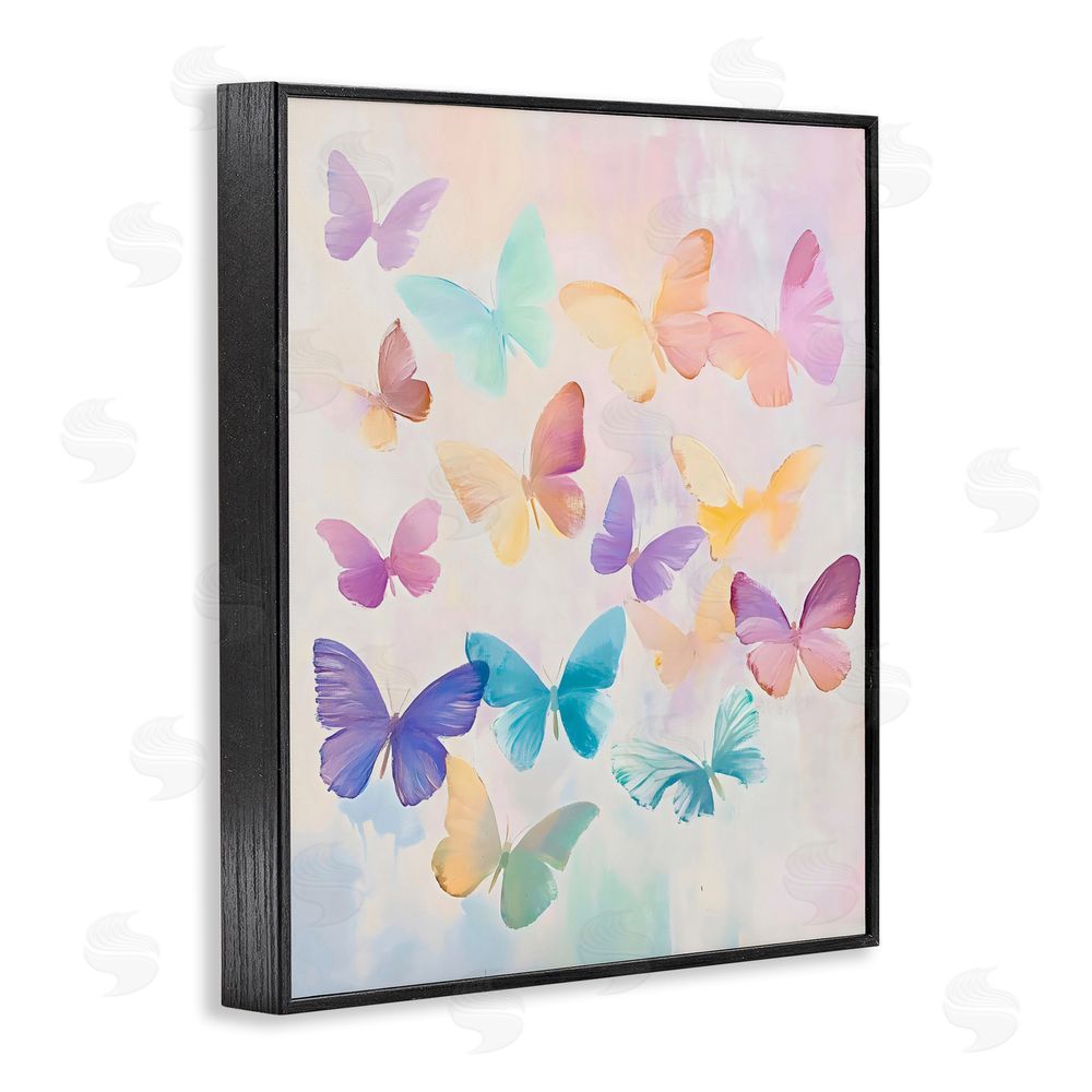 The Prints Vibe Pastel Butterfly Dreams Black Framed Giclee Wall Art