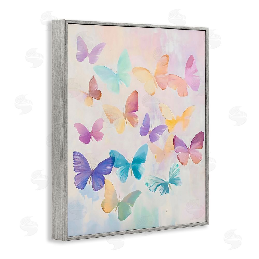 The Prints Vibe Pastel Butterfly Dreams Gray Framed Giclee Wall Art