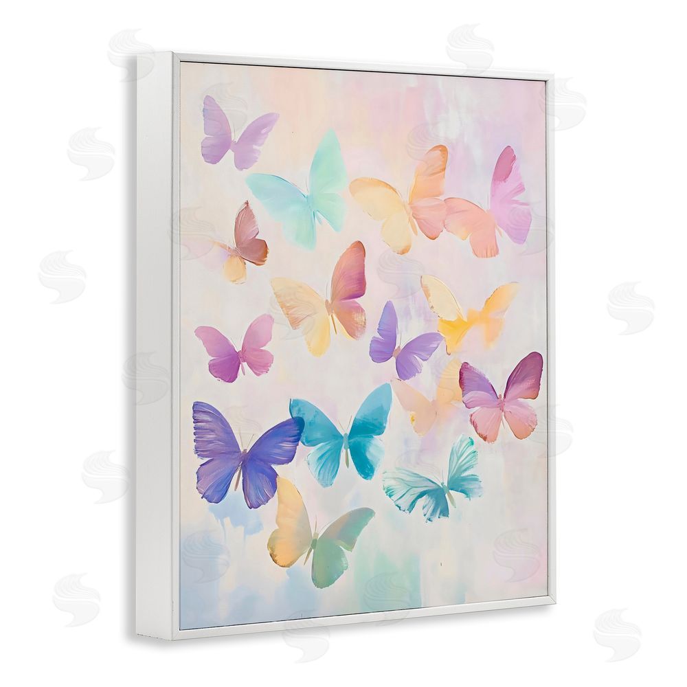 The Prints Vibe Pastel Butterfly Dreams White Framed Giclee Wall Art