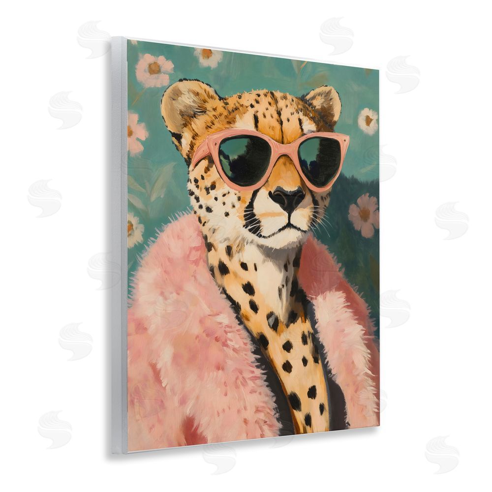 The Prints Vibe Glam Cheetah in Pink Fur Wall Plaque Home Decor Art Print