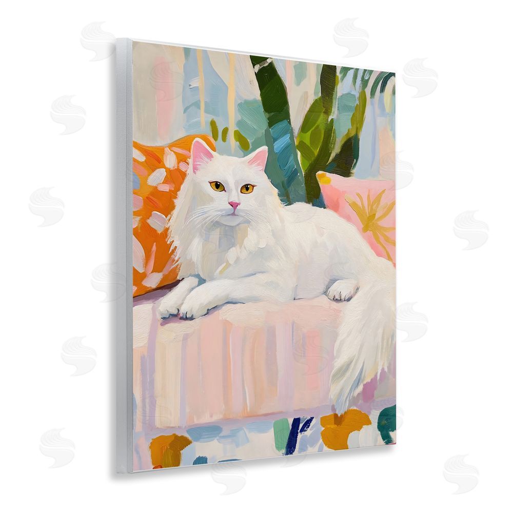 The Prints Vibe Fancy Cat on Pastel Sofa Wall Plaque Home Decor Art Print