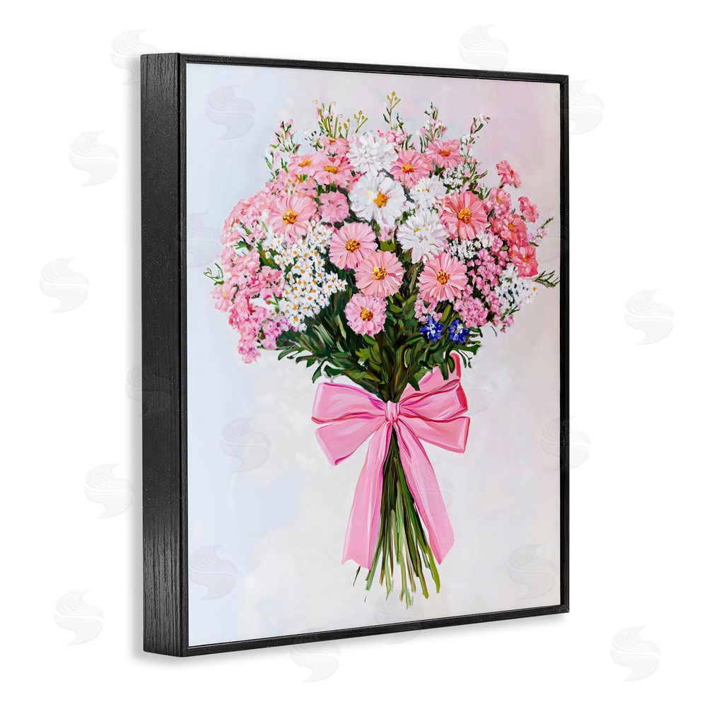 The Prints Vibe Pink & White Tied Flower Bouquet Black Framed Giclee Wall Art