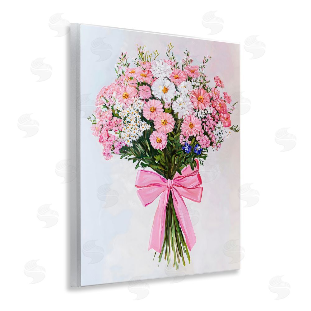 The Prints Vibe Pink & White Tied Flower Bouquet Wall Plaque Home Decor Art Print