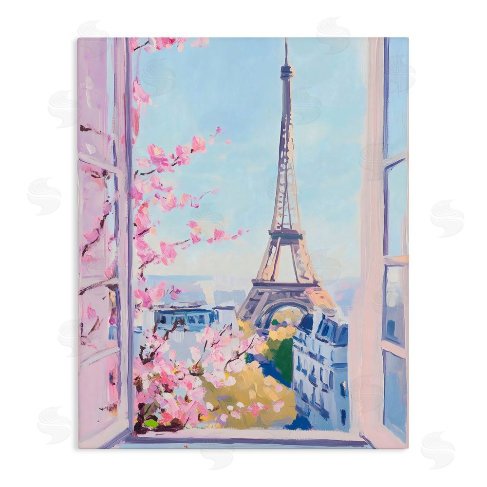 The Prints Vibe Eiffel Tower View in Spring Stretched Canvas Wall Art