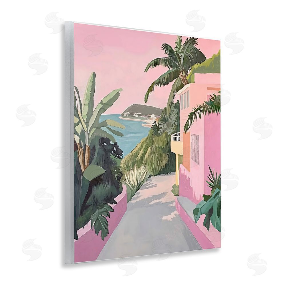 The Prints Vibe Mediterranean Pink Coastal House Wall Plaque Home Decor Art Print