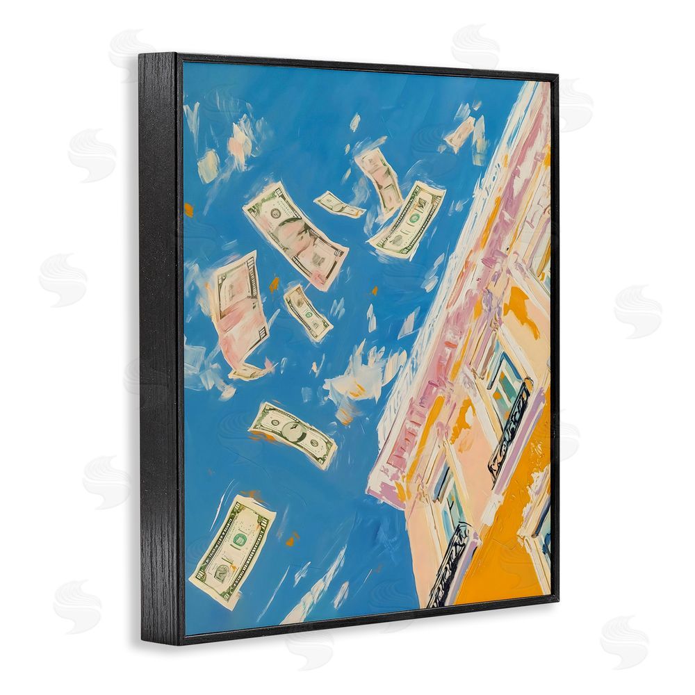 The Prints Vibe Money Rain Drifting Past Windows Black Framed Giclee Wall Art