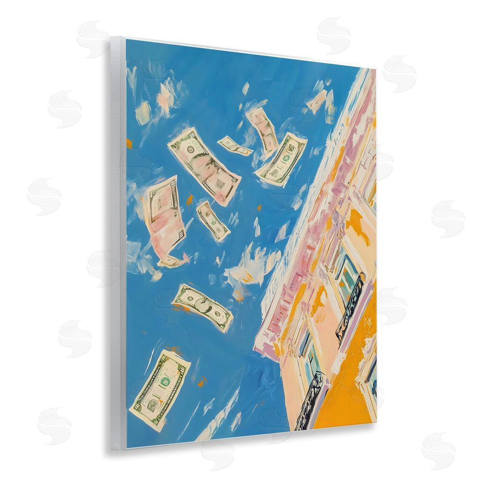 The Prints Vibe Money Rain Drifting Past Windows Wall Plaque Home Decor Art Print