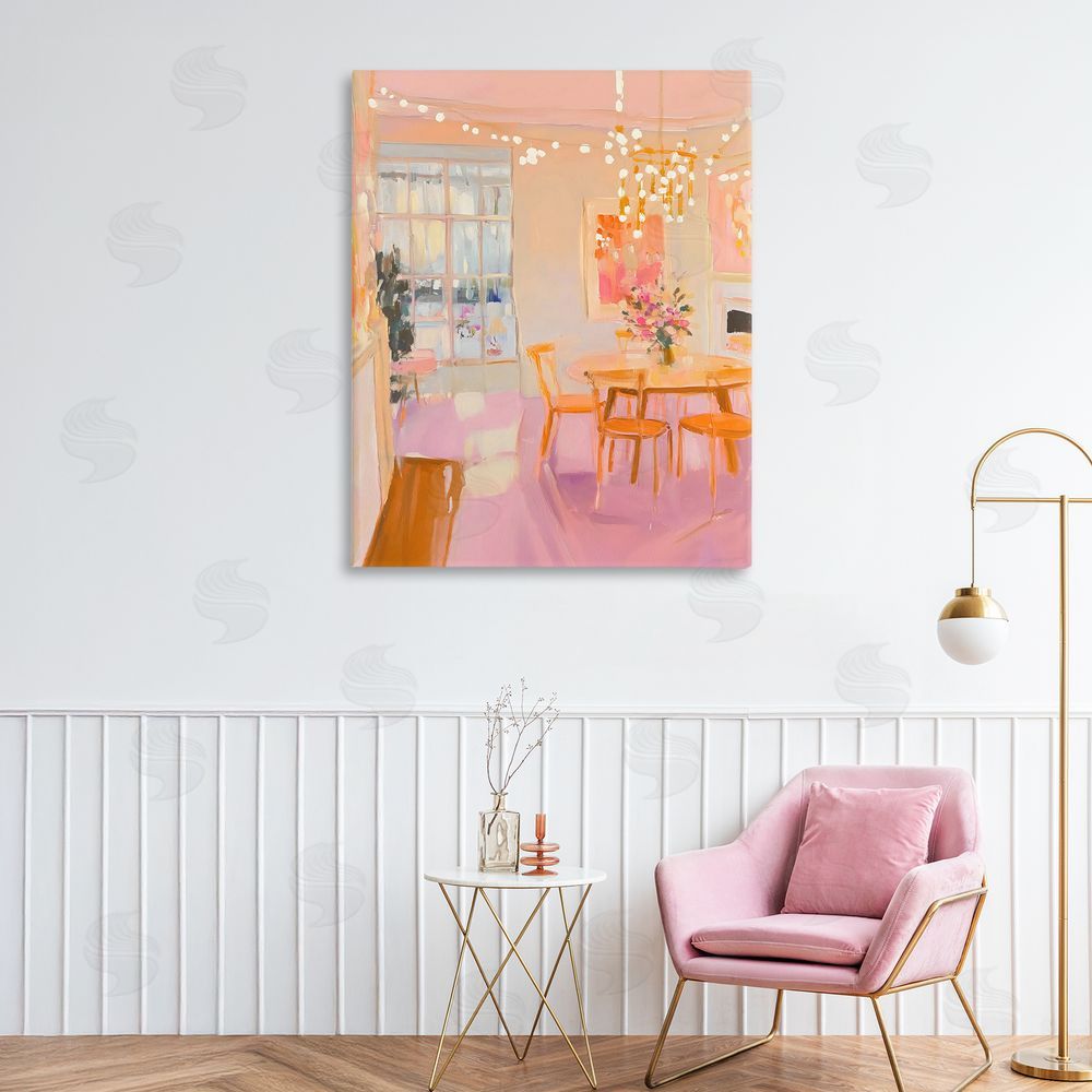 The Prints Vibe Warm & Inviting Dining Room Stretched Canvas on Wall