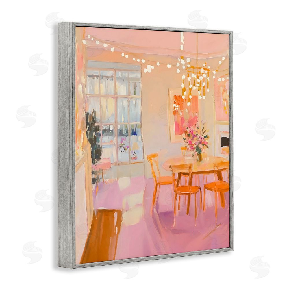 The Prints Vibe Warm & Inviting Dining Room Gray Framed Giclee Wall Art Print