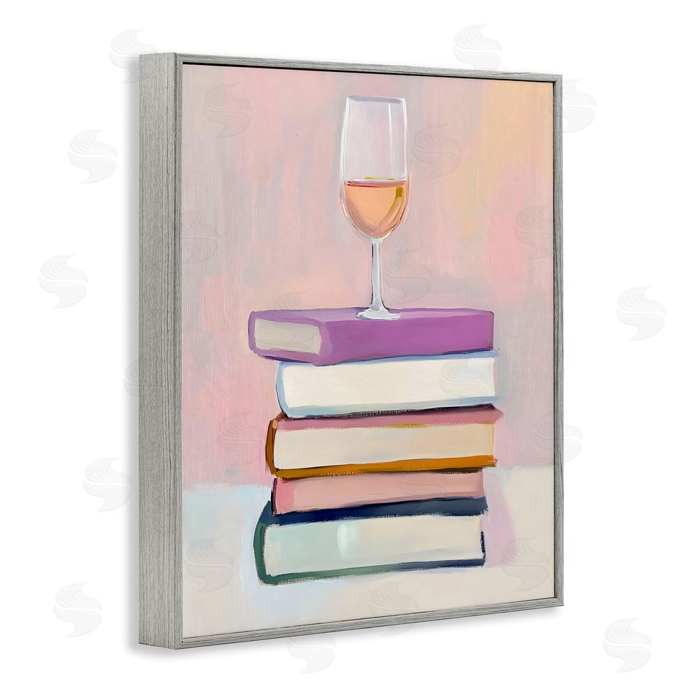 The Prints Vibe Books & Champagne Lifestyle Gray Framed Giclee Wall Art Print