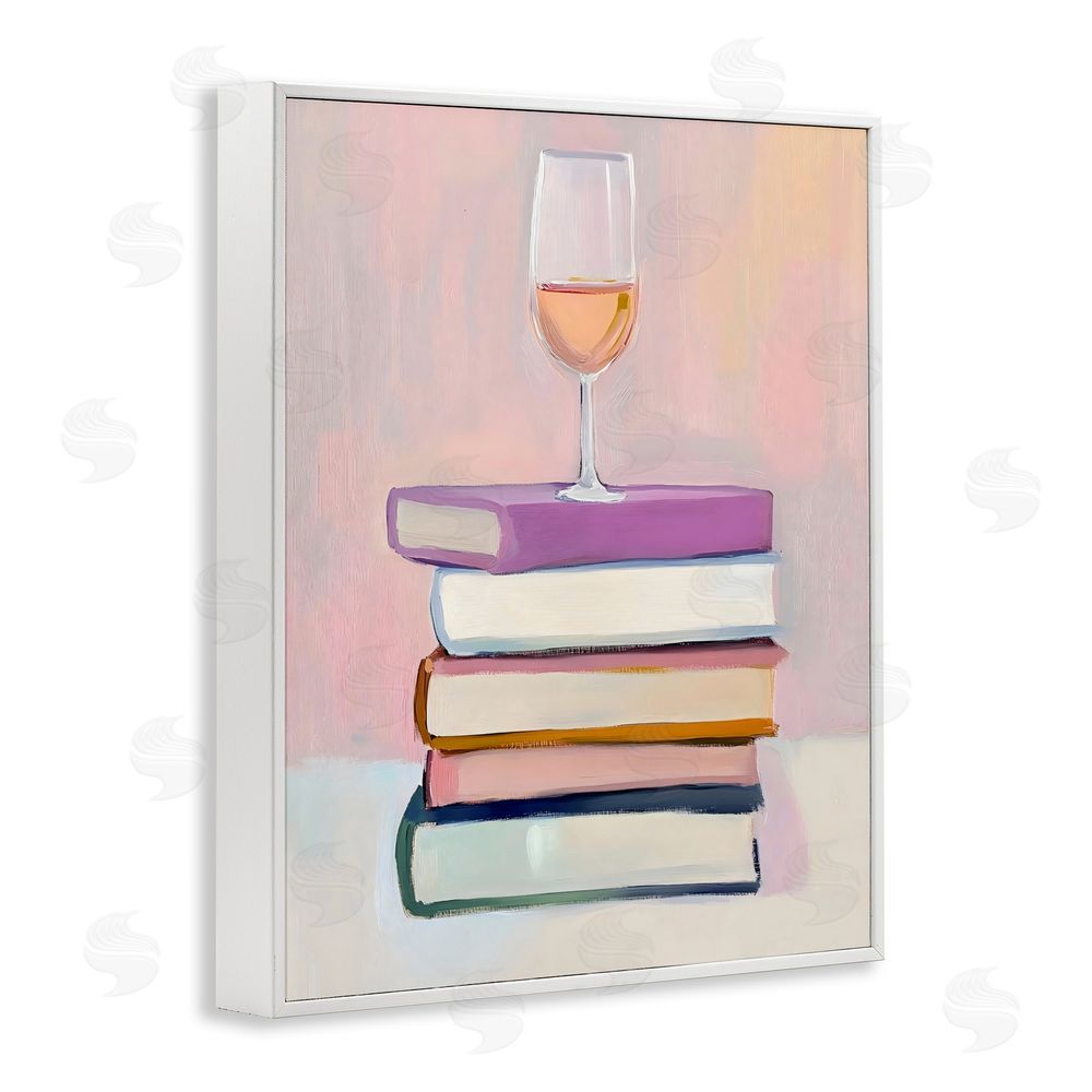 The Prints Vibe Books & Champagne Lifestyle White Framed Giclee Wall Art Print
