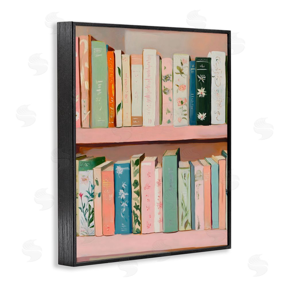 The Prints Vibe Book Lover's Pastel Shelf Black Framed Giclee Wall Art Print