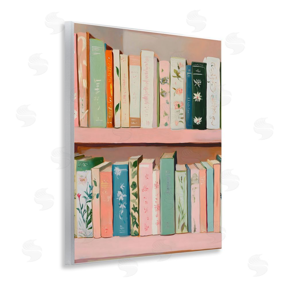 The Prints Vibe Book Lover's Pastel Shelf Wall Plaque Art Print with White Foil Wrap