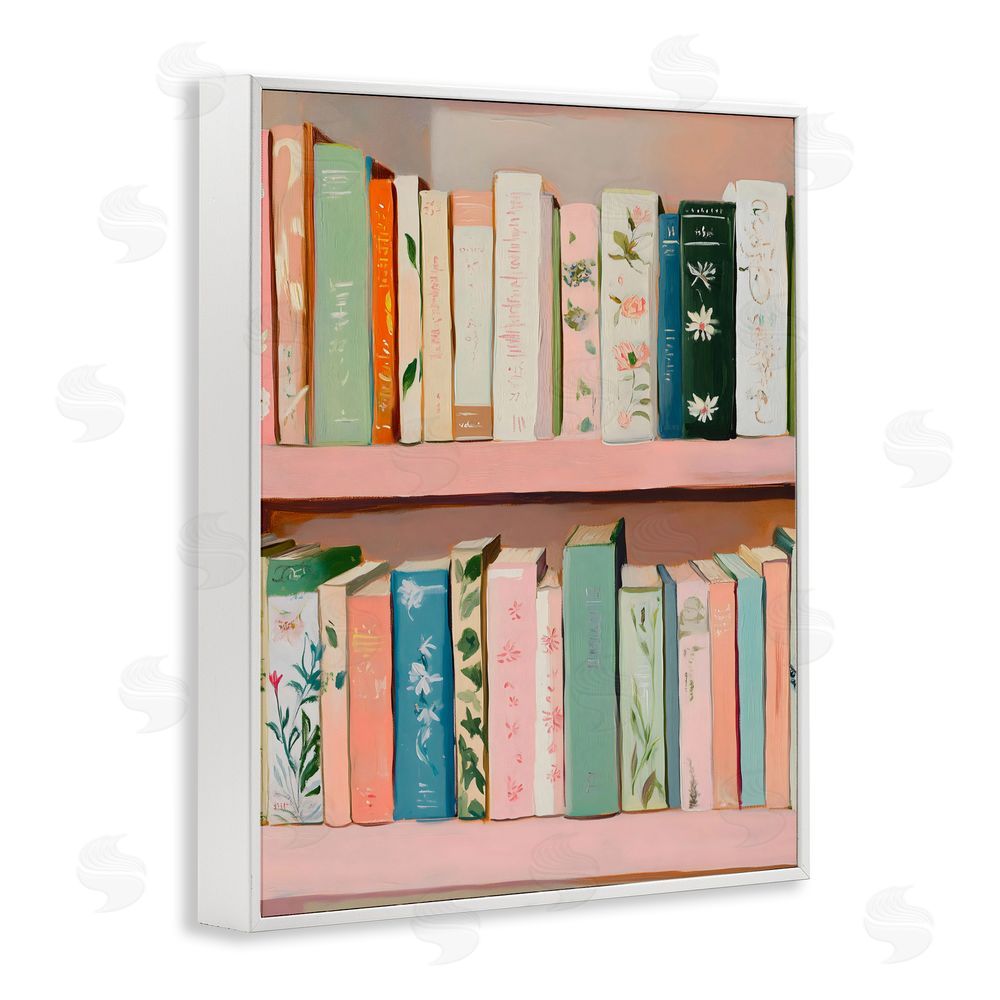 The Prints Vibe Book Lover's Pastel Shelf White Framed Giclee Wall Art Print