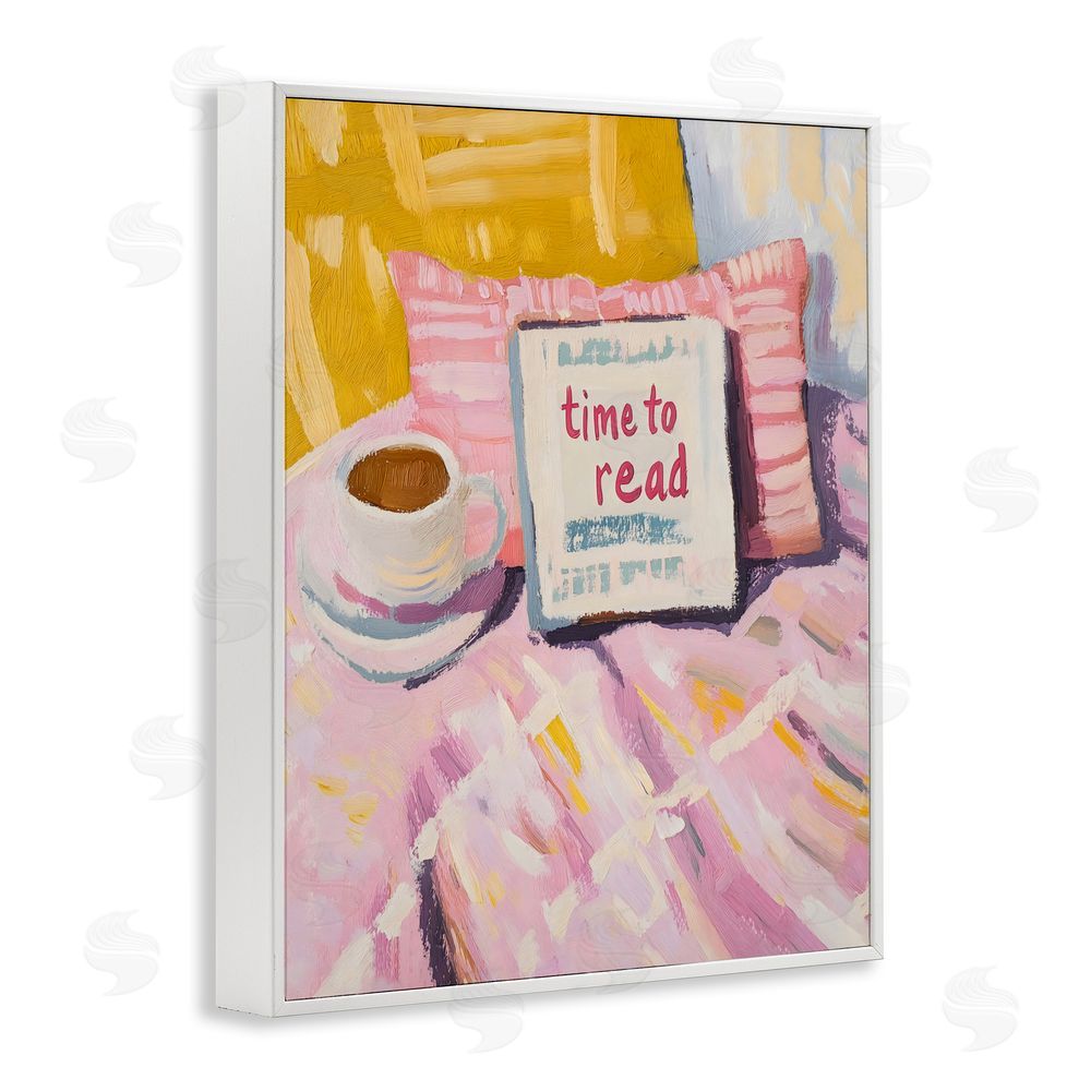 The Prints Vibe Time To Read in Morning White Framed Giclee Wall Art Print