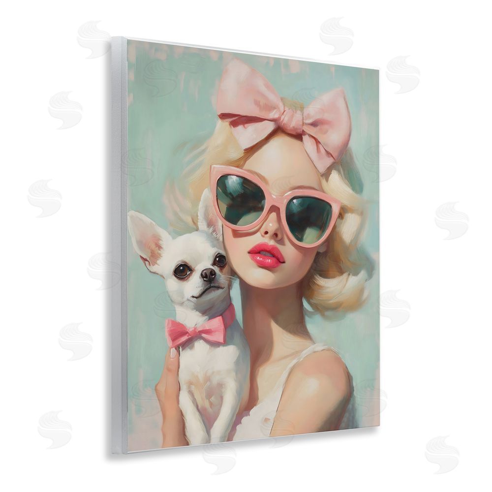 The Prints Vibe Girl with Chihuahua Wall Plaque Home Decor Art Print